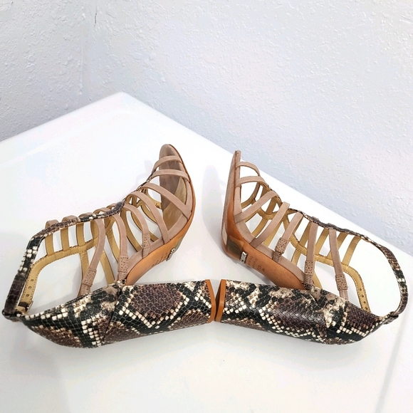 SCHUTZ Kaye Reptile Snakeskin Heel Sandals - Picture 10 of 16